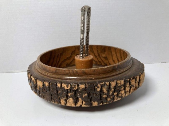 Vintage Carved Wooden Nut Bowl