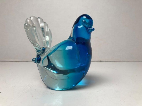 Murano Styled Blue Art Glass Bird
