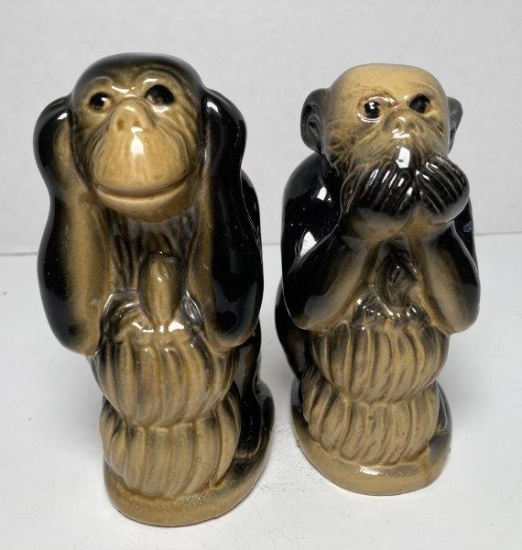 2 Vintage Monkey Figurines-Hear No Evil, Speak No Evil