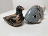2 Hand Painted Ceramic Animals From Mexico