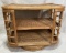 Vintage Rattan Stand with Swivel Base and Pull out Shelf
