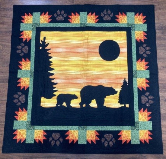 Southwestern Handmade Small Quilt With Bear