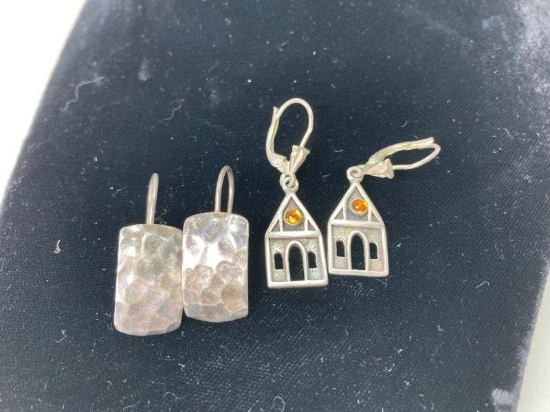 2 Pair of Sterling Silver Earrings MARKED 925