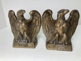 Vintage Bronze Eagle Bookends Marked Colonial Virginia 1972