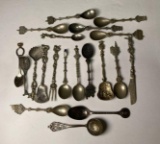 Box Lot of 21 Silver Plate Souvenir Spoons
