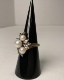 Pearl & Sterling Silver Ring Size 7 MARKED 925 P Star M