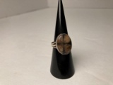 Chiastolite and Sterling Silver Ring Size 7 MARKED 925