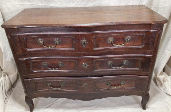Antique Three Drawer French Walnut Commode
