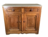 Victorian Walnut Sideboard With Marble Top