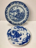 Two Early Blue And White Chinese Plates