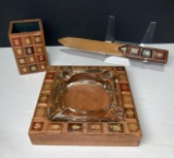 Italian Leather Desk Objects