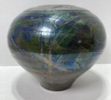 Signed Raku Studio Pottery Vase