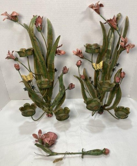 Pair of Botanical Wall Sconces with Snuffer