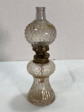 Vintage Miniature Hobnail Clear Glass Oil Lamp