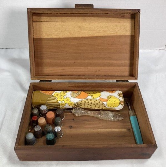 Cedar Trinket Box with Sewing Accessories