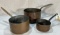 Three Early Copper Pots
