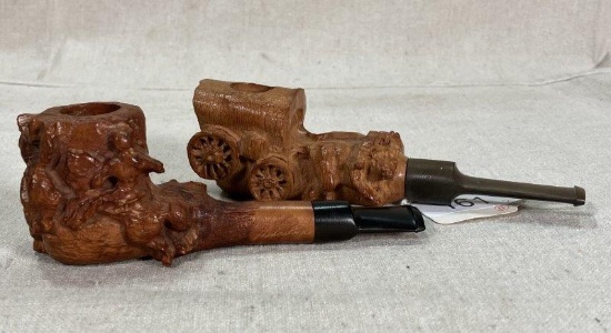 Two Hand Carved Briar Pipes