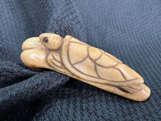 Carved Bone Turtle Cane Handle
