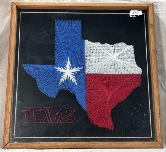 Large Framed State of Texas Yarn Art
