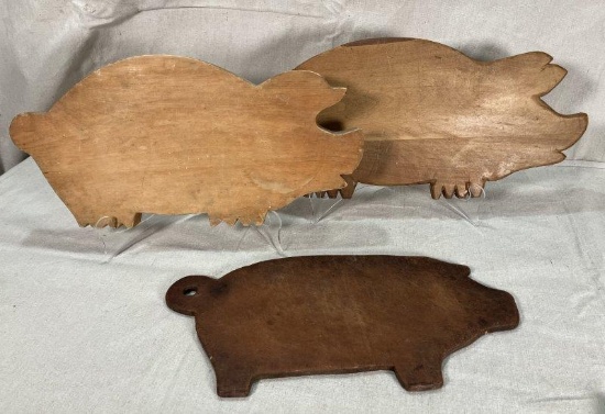 Three Folk Art Pig Cutting Boards