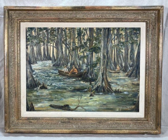"Fishing Among The Cypress" Oil on Canvas By Lady M. Taylor