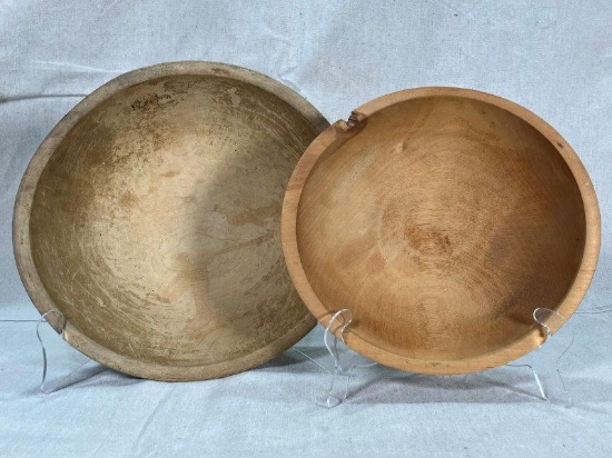 Two Turned Dough Bowls