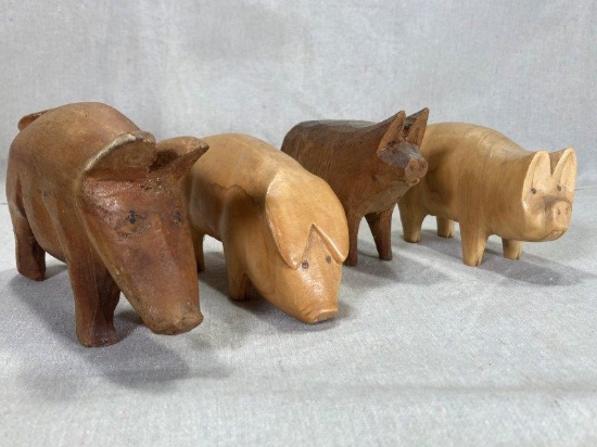 Folk Art Carved Pigs