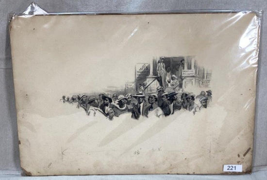 Black and White Watercolor of African Americans