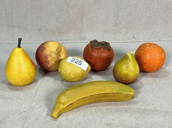 Seven Pieces of Carved Alabaster Stone Fruit