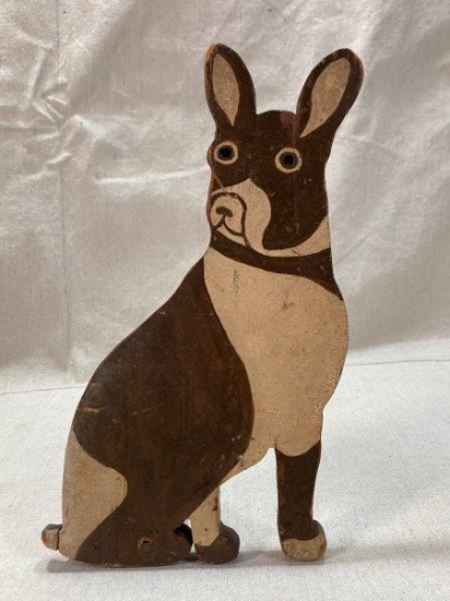 Folk Art Wooden Dog Doorstop