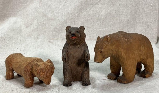 Three Carved Figurines of Bears