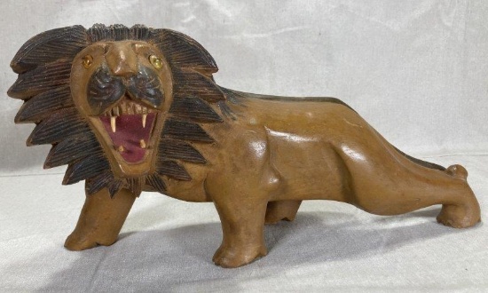 Folk Art Carved Lion