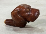 Carved Hunting Dog Pipe Head