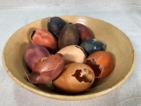 Yellow Ware Nappy Bowl with Eggs