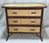 Vintage Bamboo Three Drawer Chest
