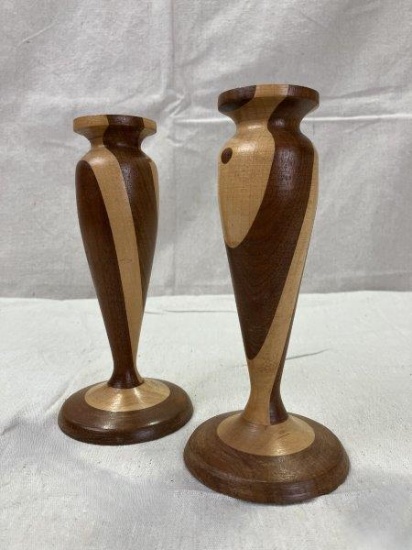 Pair of Marquetry Candlesticks