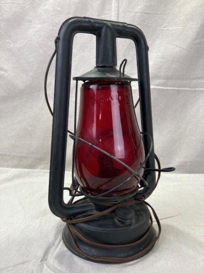 Embury Lantern with Red Glass Globe