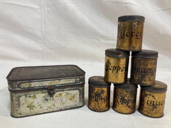 Antique Tin Spice Box