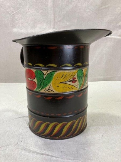 Decorated Tole Pitcher