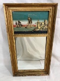 Federal Gilt-Gesso Split-Baluster Mirror with Reverse Painting