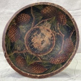 Turned Bowl with Pinecone Decoration
