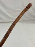 Folk Art Carved Cane with Acorn Handle and Leaf Motifs