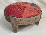 Carved Circular Indonesian Ottoman