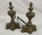 Ornate French Brass Andirons