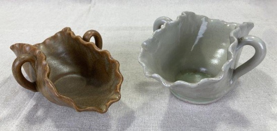 Pair of W.J. Gordy Fluted Vases with Handles
