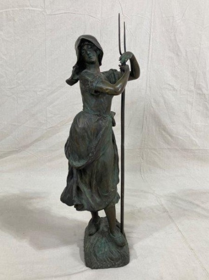 Large Early Dutch Bronze of a Woman