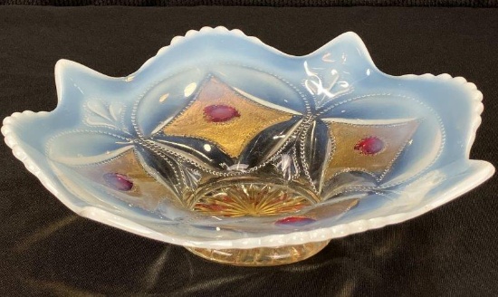 Early American Dugan Opalescent Pressed Glass Bowl