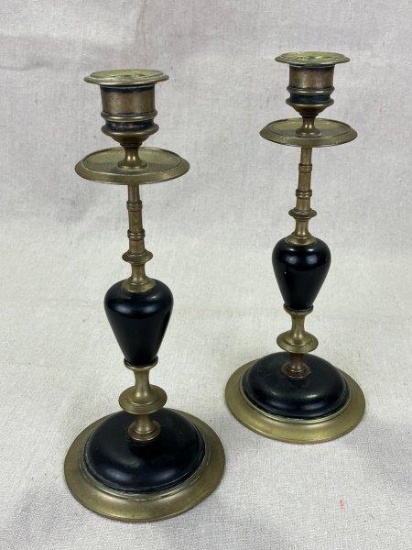 Brass and Stone Candlesticks