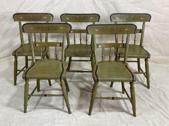 Group of Five Polychromed Fancy Chairs