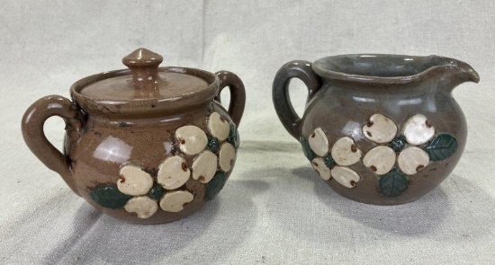 W.J. Gordy Dogwood-Decorated Creamer and Sugar
